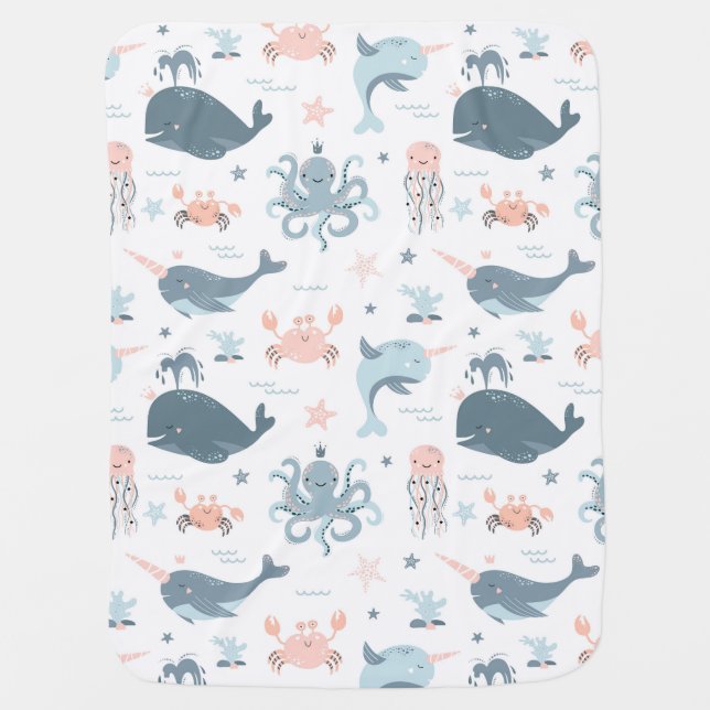 Sea Critters Baby Blanket (Front)