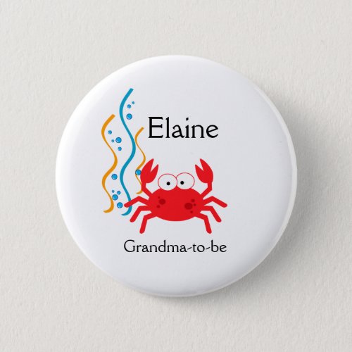 SEA CRITTERS CRAB NAME TAG Personalized Button