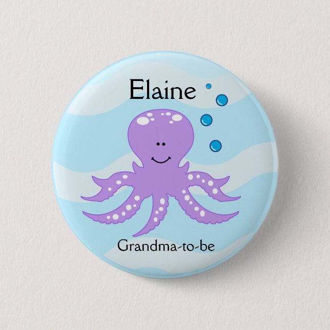 SEA CRITTERS OCTOPUS NAME TAG Personalized Button (Front)