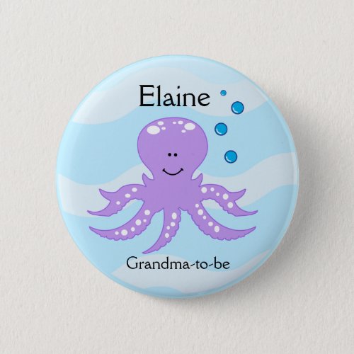 SEA CRITTERS OCTOPUS NAME TAG Personalized Button