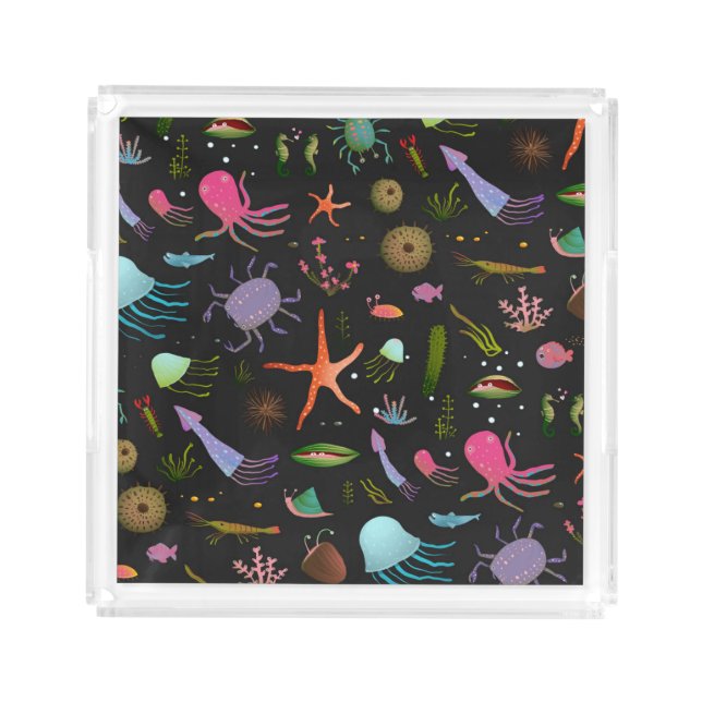 Sea Critters Pattern Acrylic Tray (Front)
