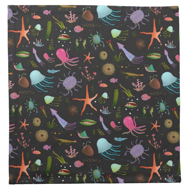 Sea Critters Pattern Cloth Napkin (Front)