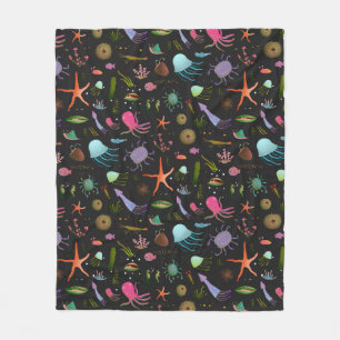 Sea Critters Pattern Fleece Blanket