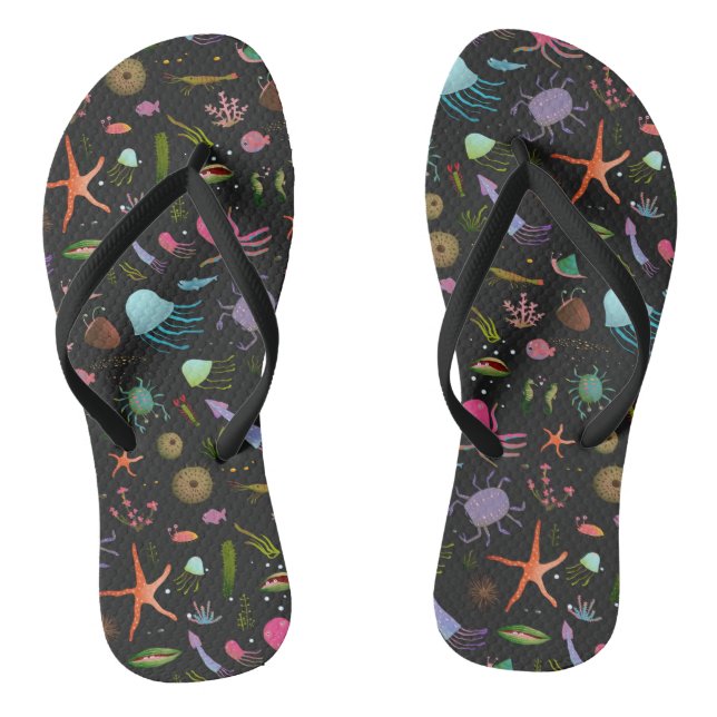 Sea Critters Pattern Flip Flops (Footbed)