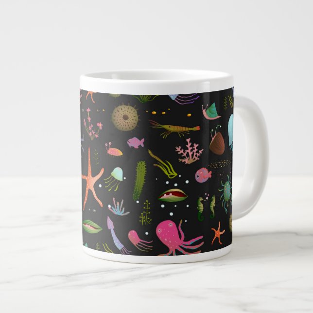 Sea Critters Pattern Giant Coffee Mug (Front Right)