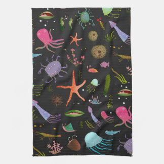 Sea Critters Pattern Kitchen Towel