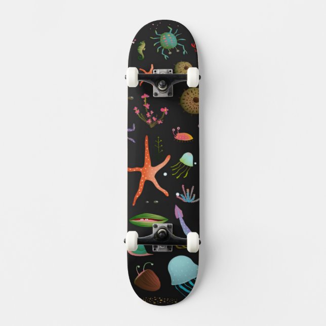 Sea Critters Pattern Skateboard (Front)