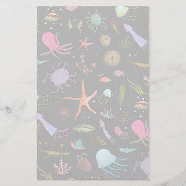 Sea Critters Pattern Stationery (Front)