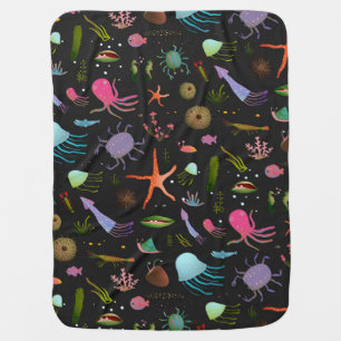Sea Critters Pattern Swaddle Blanket