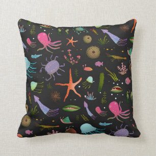 Sea Critters Pattern Throw Pillow