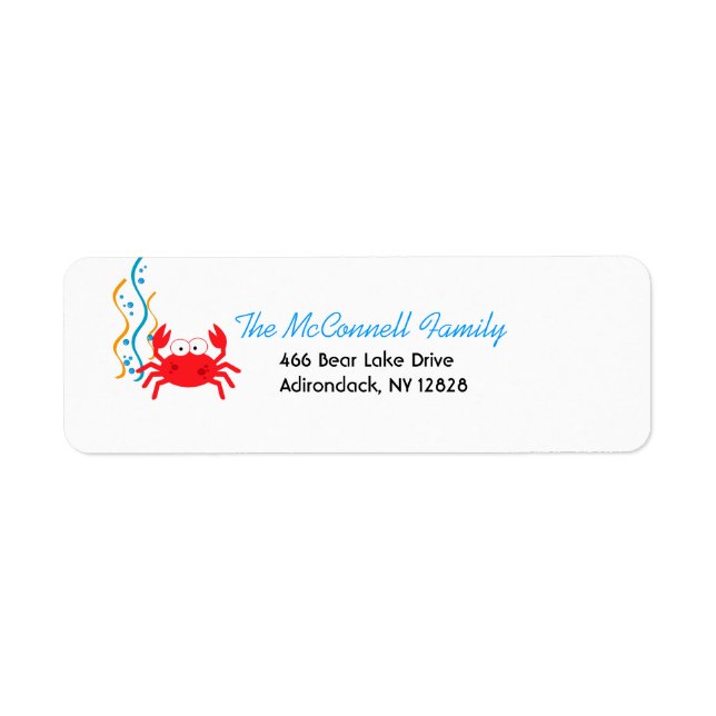SEA CRITTERS RED CRAB PRINTABLE ADDRESS LABELS (Front)