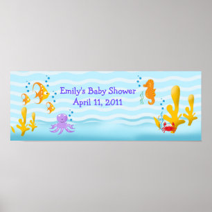 Sea Critters Sealife Customizable Birthday Banner Poster