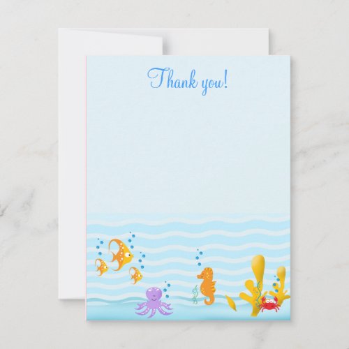 Sea Critters Under the Sea 4x5 Flat Thank you note Invite