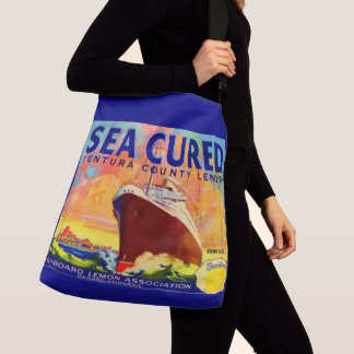 Sea-Cured brand lemons crate label print Crossbody Bag