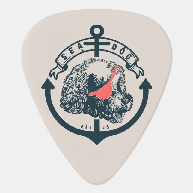 SEA DOG Maltese sailor illustration guitar pick (Front)
