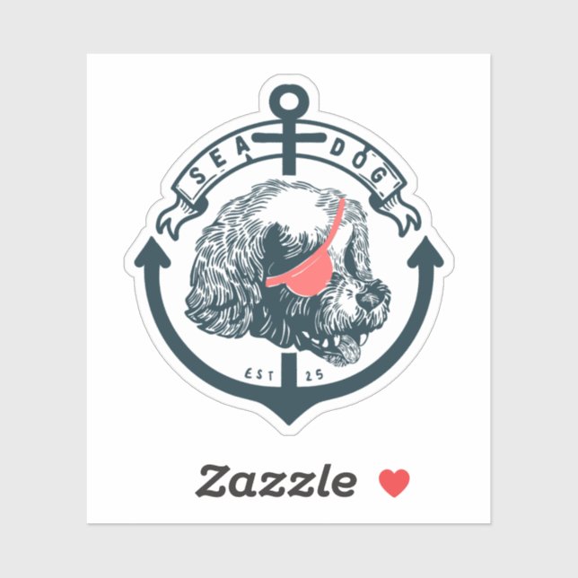 SEA DOG Maltese sailor illustration Sticker (Sheet)