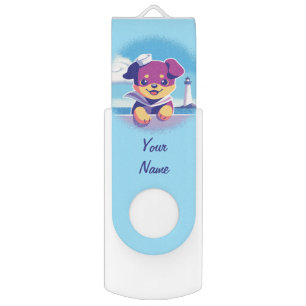 Sea Dog Puppy Sailor Rottweiler USB Flash Drive