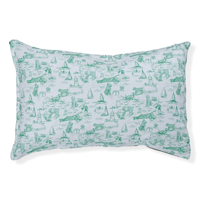Sea Dog Toile Bouvier Des Flandres Ocean Blue Gree Pet Bed (Front)