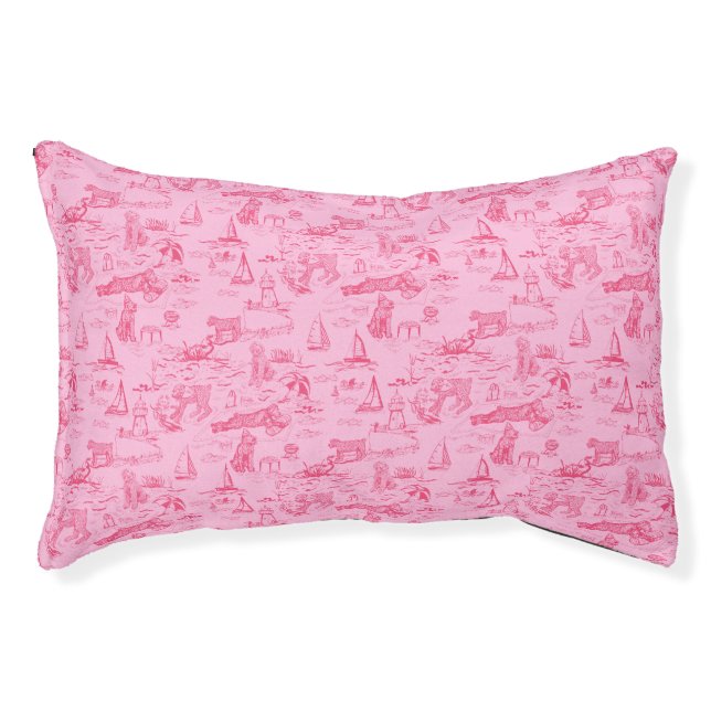 Sea Dog Toile Bouvier Des Flandres Ocean Pinks Pet Bed (Front)