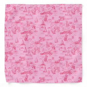 Sea Dog Toile Pink Bandana