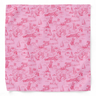 Sea Dog Toile Pink  Bandana