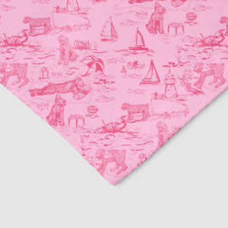 Sea Dog Toile Pink  Pet Bandana Collar