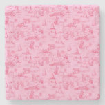 Sea Dog Toile Pink  Stone Coaster