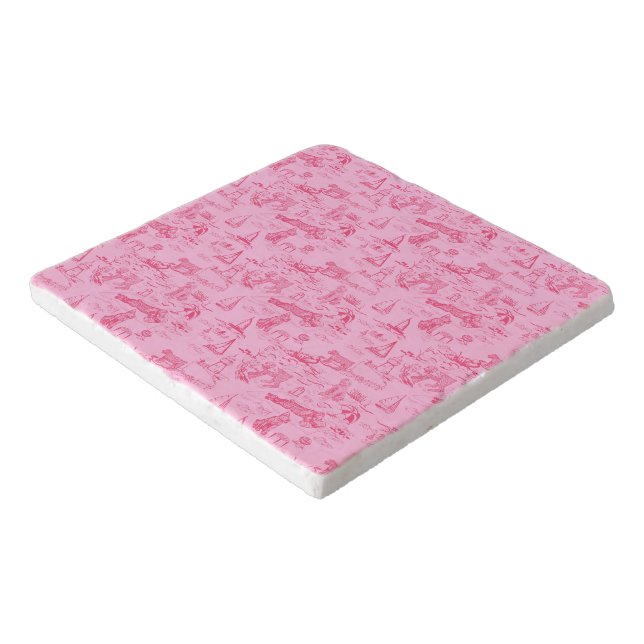 Sea Dog Toile Pink  Trivet (Corner)