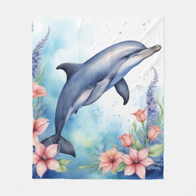 Sea Dolphin Fleece Blanket (Front)