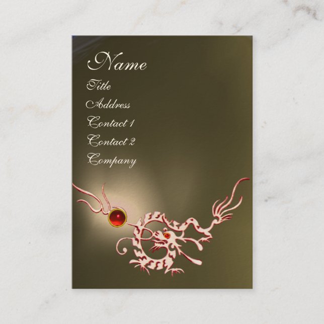 SEA DRAGON 2 AGATE  MONOGRAM  grey white red Business Card (Front)