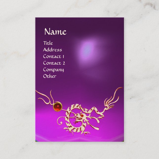 SEA DRAGON 2 AMETHYST MONOGRAM ,Beauty Salon Spa Business Card (Front)