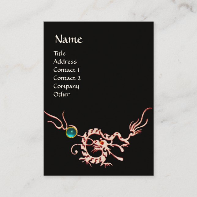 SEA DRAGON 2 AQUAMARINE MONOGRAM black white blue Business Card (Front)