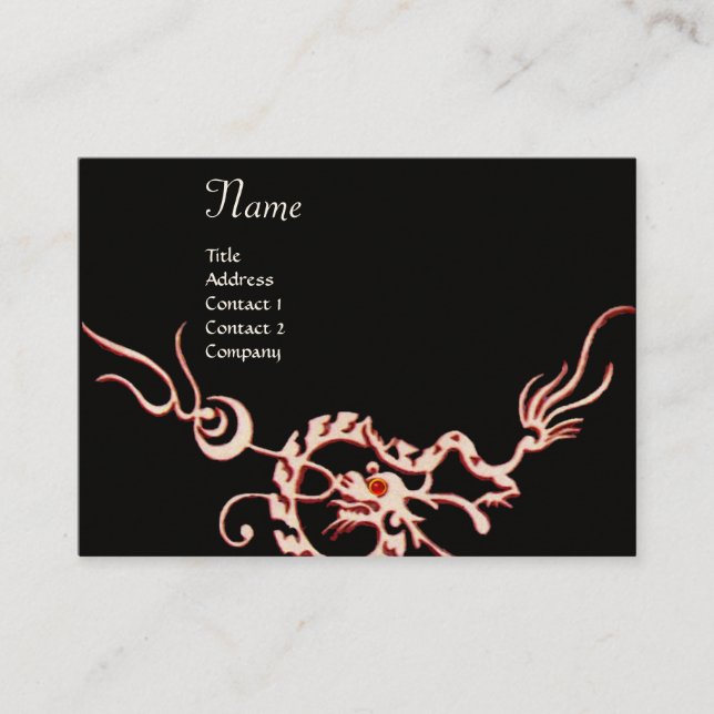 SEA DRAGON 2.black and white red Business Card (Front)