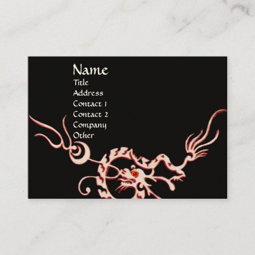 Customizable SEA DRAGON 2.black and white red Business Cards