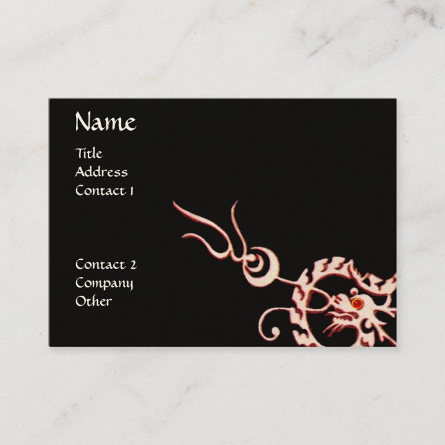 SEA DRAGON 2.black and white red Business Card (Front)