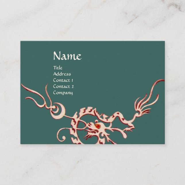 SEA DRAGON 2 MONOGRAM green red black and white Business Card (Front)