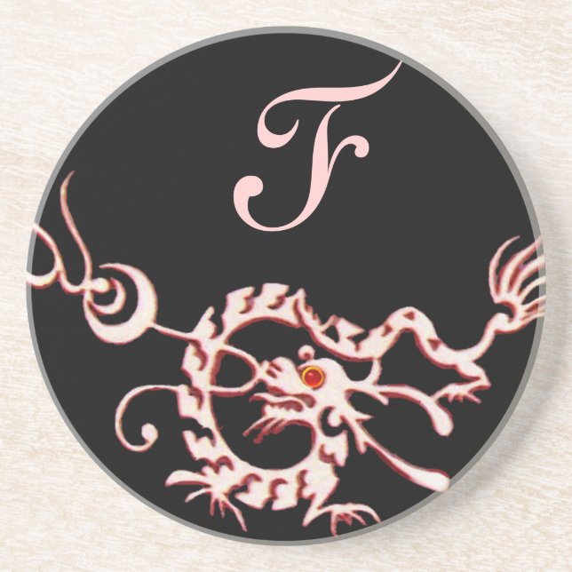 SEA DRAGON 2 MONOGRAM pink black Coaster (Front)