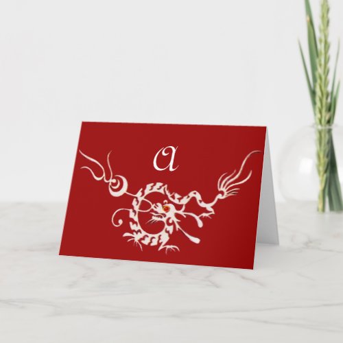 SEA DRAGON 2 MONOGRAM red white Note Card