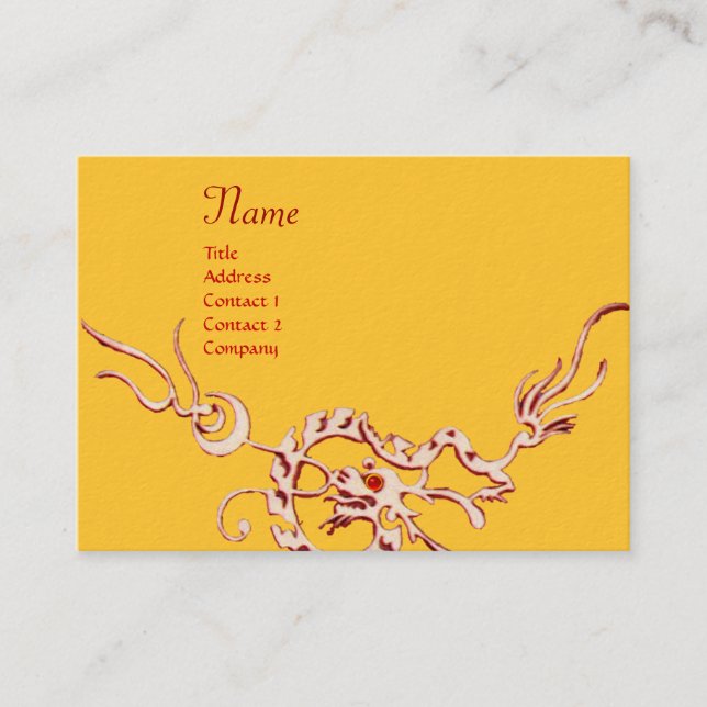 SEA DRAGON 2 MONOGRAM yellow red black and white Business Card (Front)