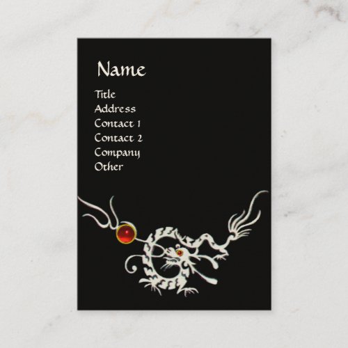 SEA DRAGON 2 RUBY MONOGRAM  black and white red Business Card