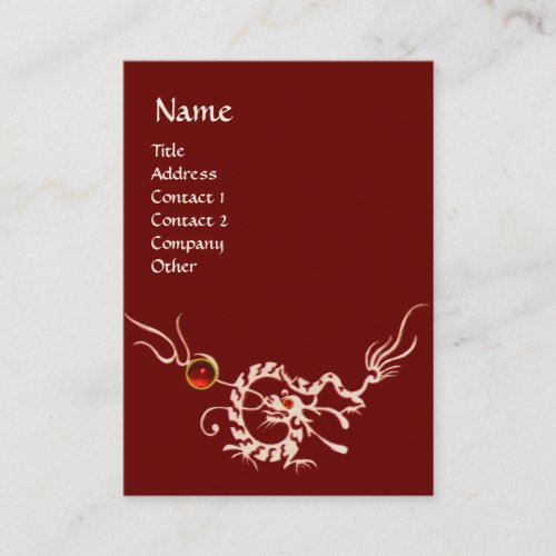 SEA DRAGON 2 RUBY MONOGRAM  black and white red Business Card