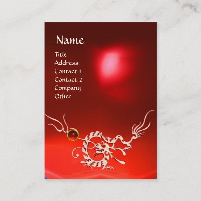 SEA DRAGON 2 RUBY MONOGRAM blue white red Business Card (Front)