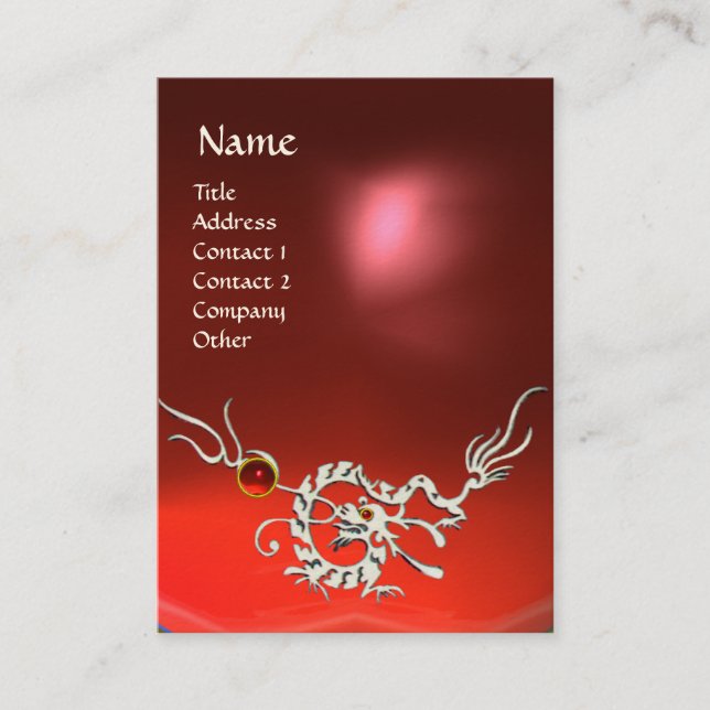 SEA DRAGON 2 RUBY MONOGRAM blue white red Business Card (Front)