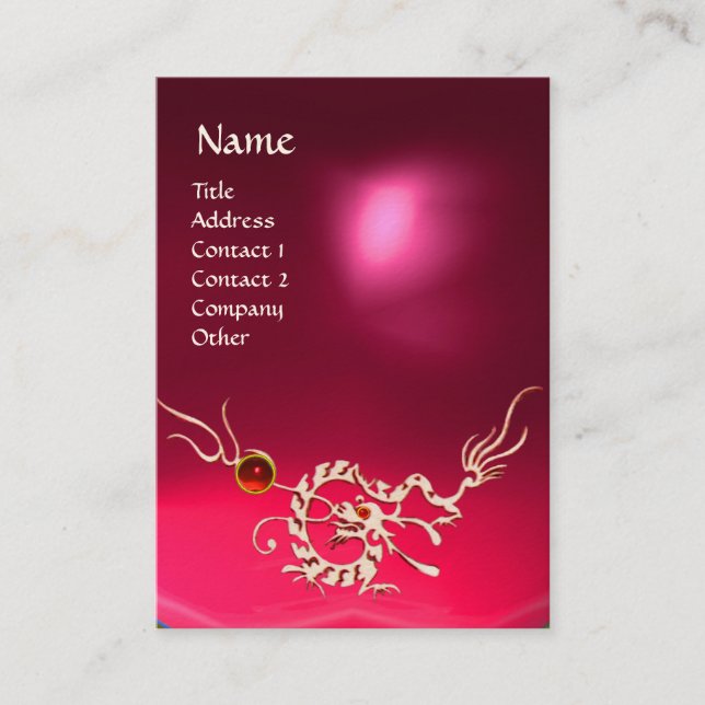 SEA DRAGON 2 RUBY MONOGRAM blue white red pink Business Card (Front)