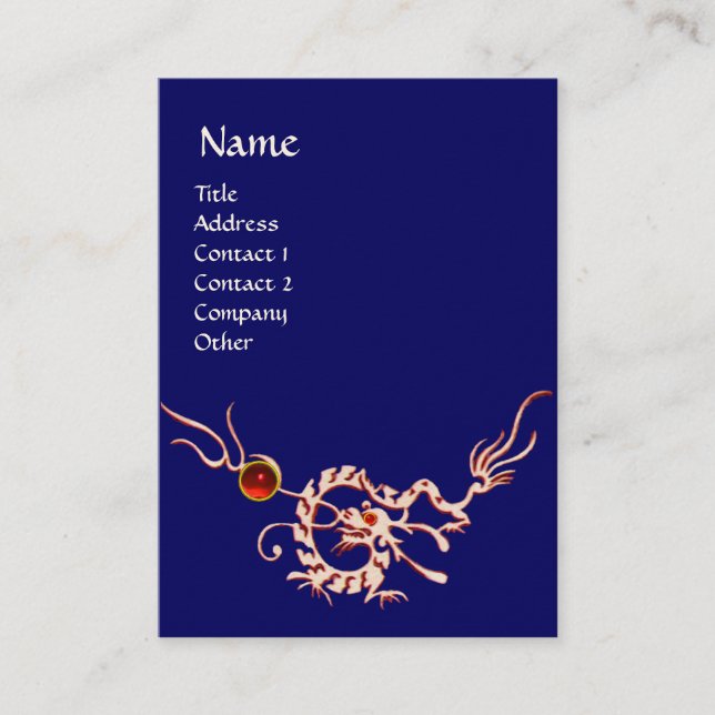 SEA DRAGON 2 RUBY MONOGRAM white red blue Business Card (Front)