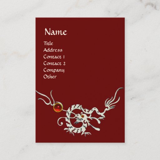 Customizable SEA DRAGON 2 RUBY MONOGRAM   white red Business Cards