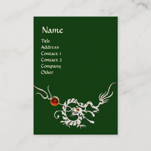 SEA DRAGON 2 RUBY MONOGRAM   white red green Business Card