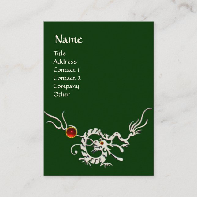 SEA DRAGON 2 RUBY MONOGRAM   white red green Business Card (Front)