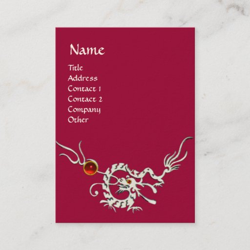 Customizable SEA DRAGON 2 RUBY MONOGRAM   white red purple Business Cards