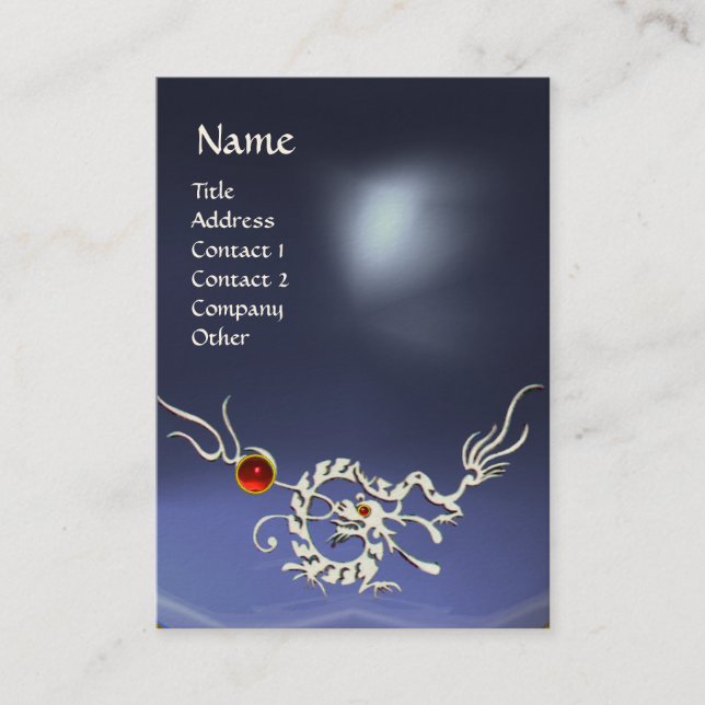 SEA DRAGON 2 TOPAZ  MONOGRAM blue white red Business Card (Front)